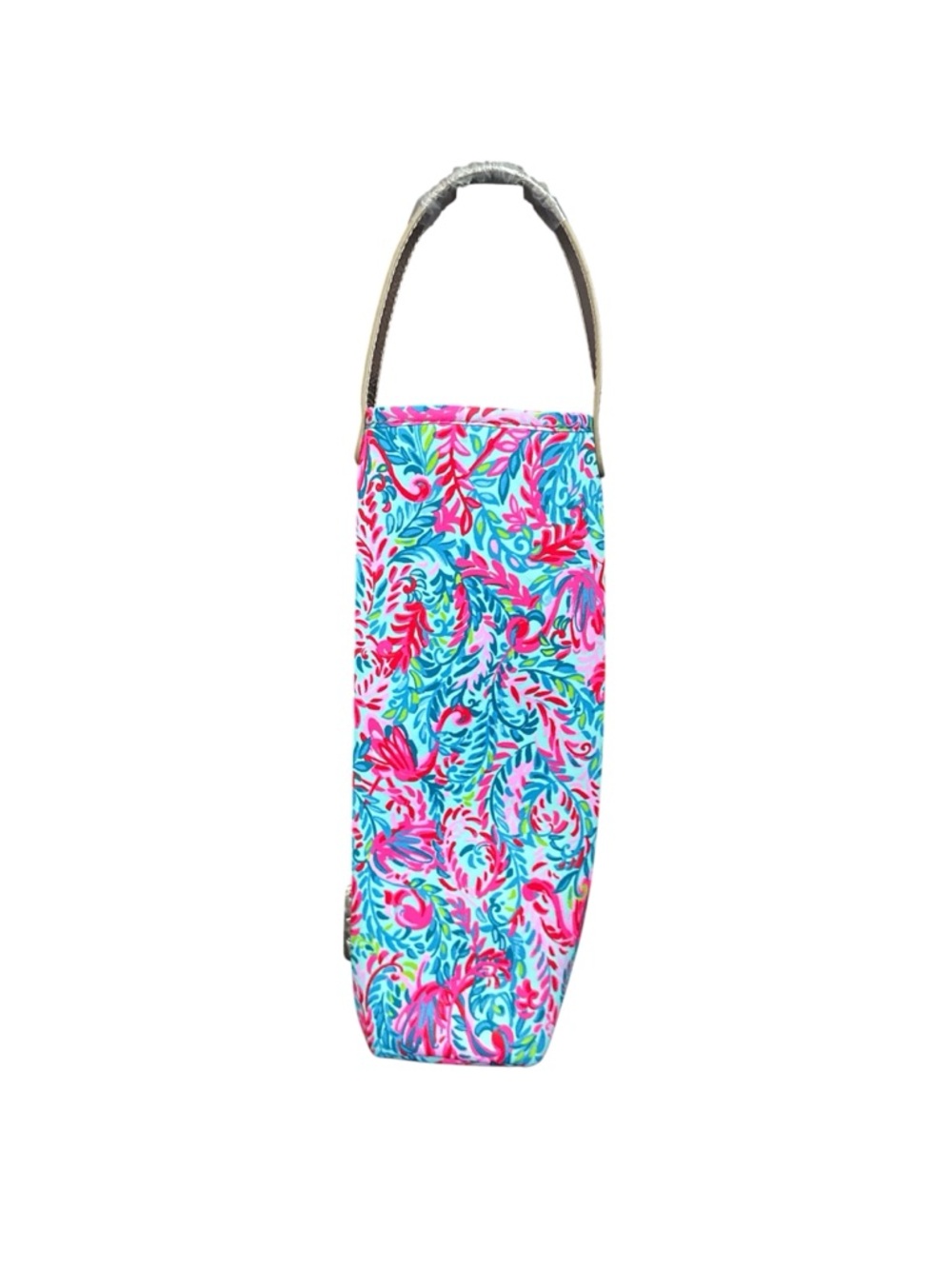 Lilly Pulitzer Flamingo Floral Wine Bag Tote Sleeve Neoprene w/Gold Handle NWOT - Picture 3 of 7